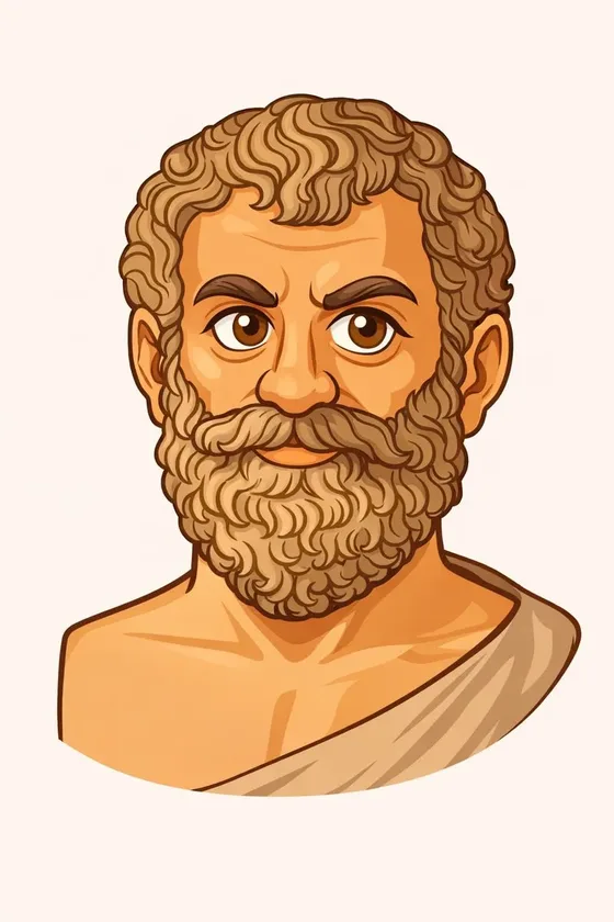 Illustrated portrait of Thales, one of the thinkers in Detox Mental